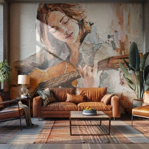 Öntapadós Fotótapéta Deluxe Sticker - Koncert gitárra és egy lány szívére - Gitár, Zene, Lány - 200x140 cm