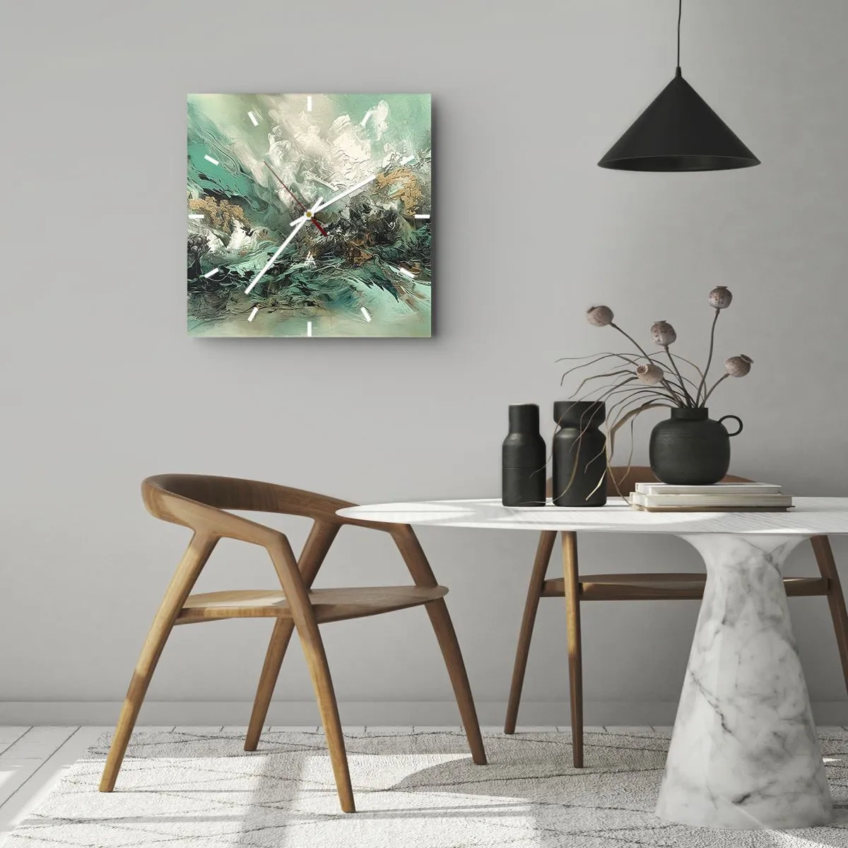 Falióra, Óra - Smaragd-fekete kelés - 40x40 cm