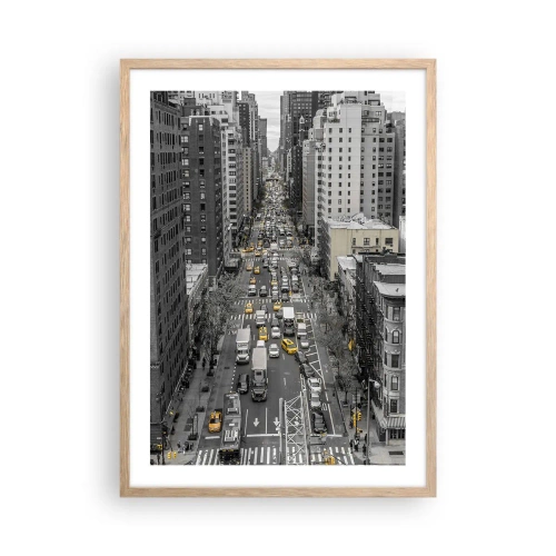 Poszter világos tölgy keretben - New York élete - 50x70 cm