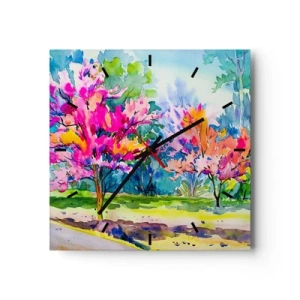 Falióra, Óra - Szivárvány kert a tavaszi fényben - 30x30 cm