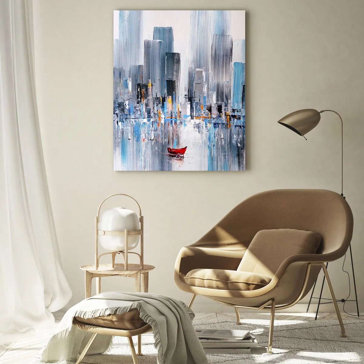 Üveg kép - Metropolis az öböl mellett - 70x100 cm