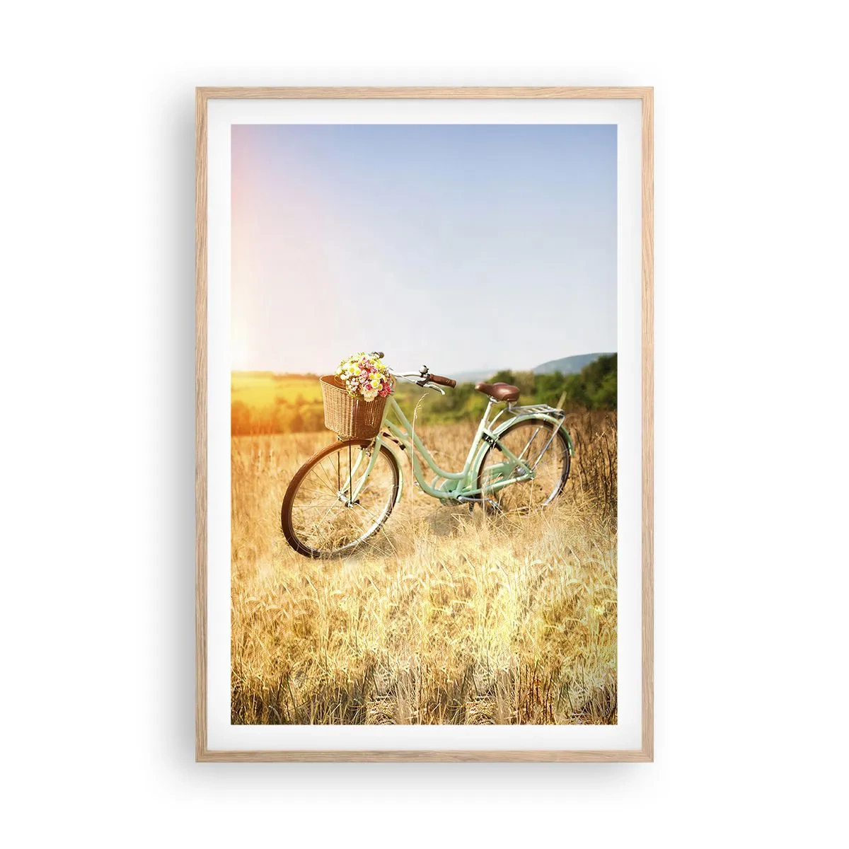 Poszter világos tölgy keretben - Itt maradok egy darabig - 61x91 cm