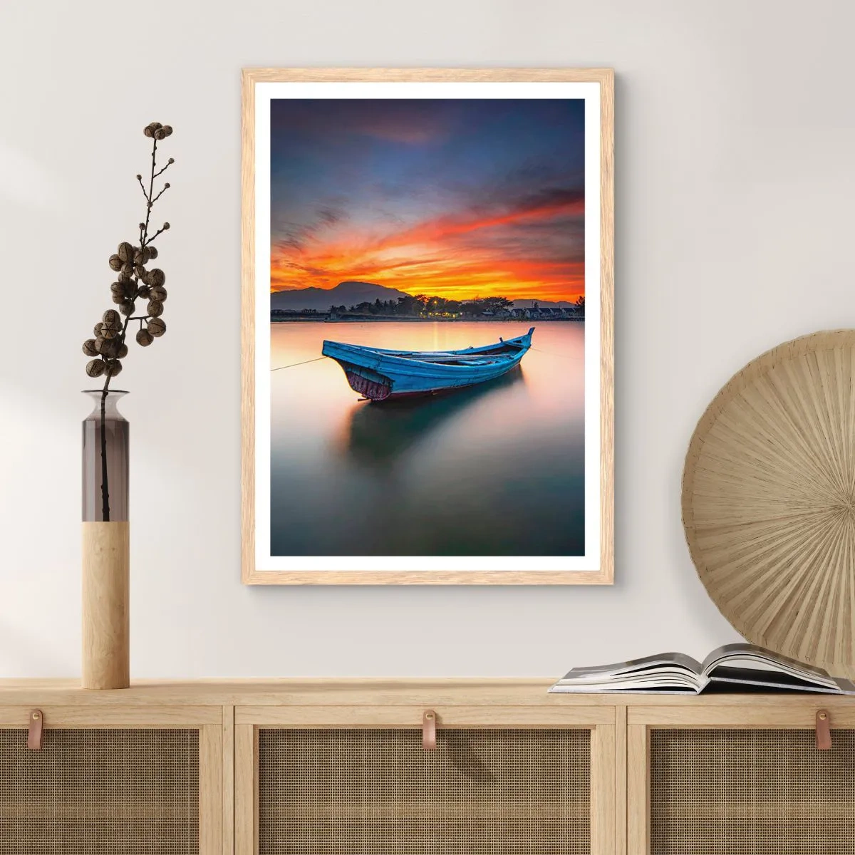 Poszter világos tölgy keretben - Jó éjszaka jön - 70x100 cm