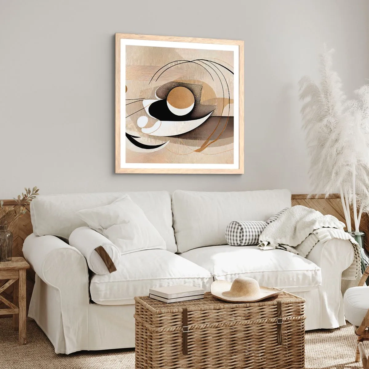 Poszter világos tölgy keretben - Kompozíció: a dolgok lényege - 40x40 cm