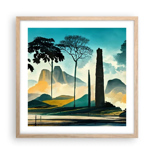 Poszter világos tölgy keretben - Mindíg magasabbra és magasabbra - 50x50 cm