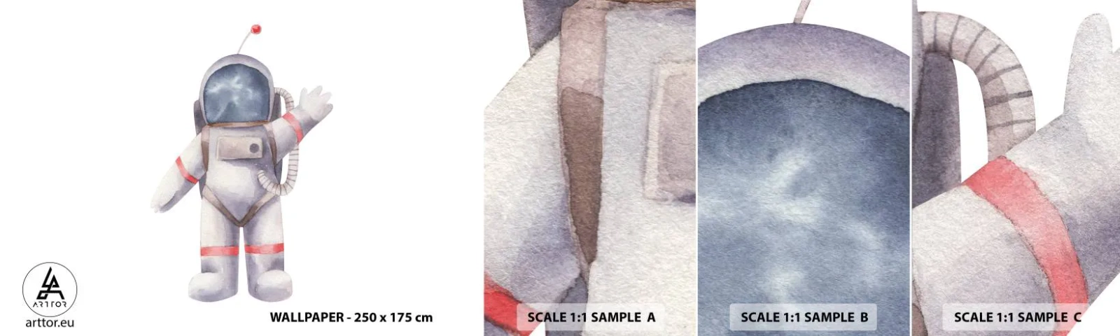 Fotótapéta Minta Öntapadós Deluxe Sticker - Akkor szia! - Űrhajós, Gyermekek, Minimalizmus - 100x30 cm