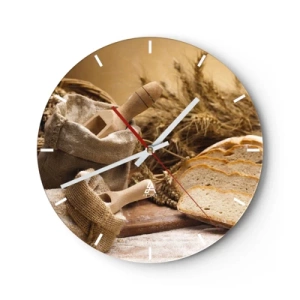 Falióra, Óra - Egy zacskó liszt, kenyér és gabonafülek rusztikus stílusban - 30x30cm - Hogyan vágta le a késsel - Modern fali dekoráció nappalihoz, konyhához és hálószobához ARTTOR