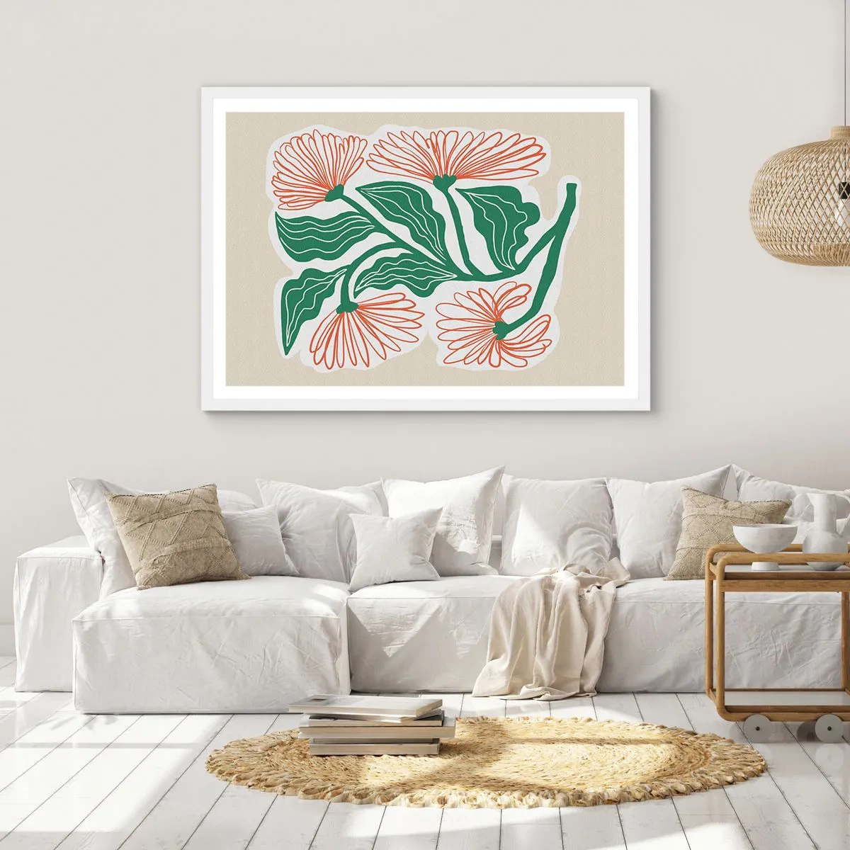 Poszter fekete keretben - Népi és modern - 100x70 cm