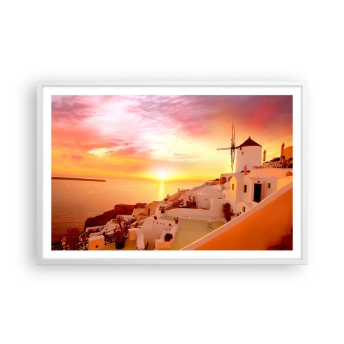 Poszter fekete keretben - Szétfolyni a fehérben és aranyban - 91x61 cm