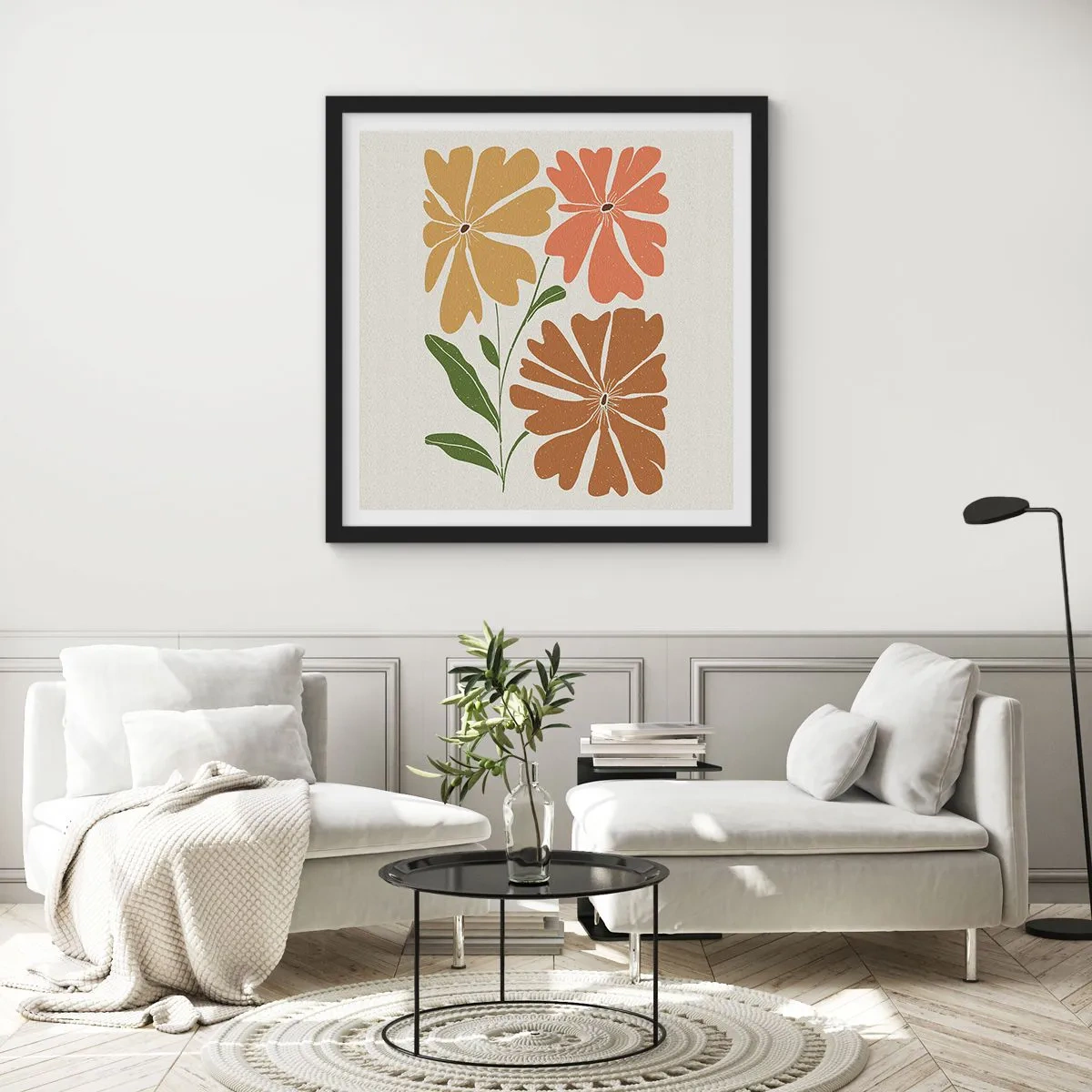 Poszter fehér keretben - Természet és geometria - 60x60 cm