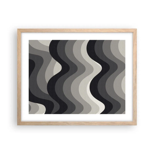 Poszter világos tölgy keretben - Hullám a hullám után - 50x40 cm