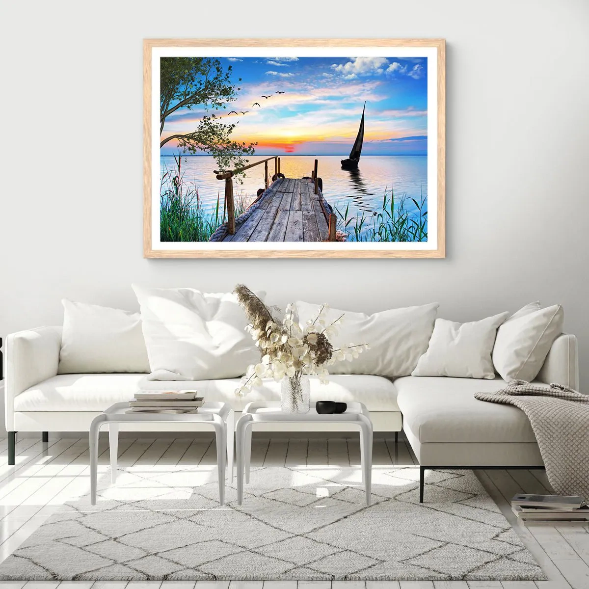 Poszter világos tölgy keretben - Kellemes este - 50x40 cm