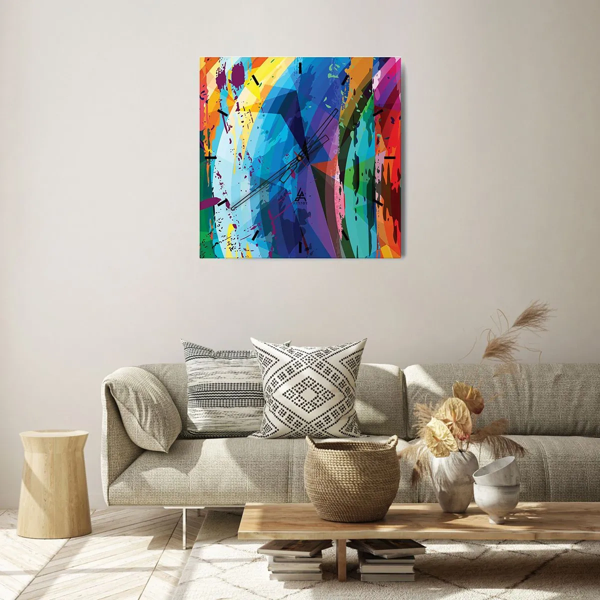 Falióra, Óra - Színes szédülés - 30x30 cm