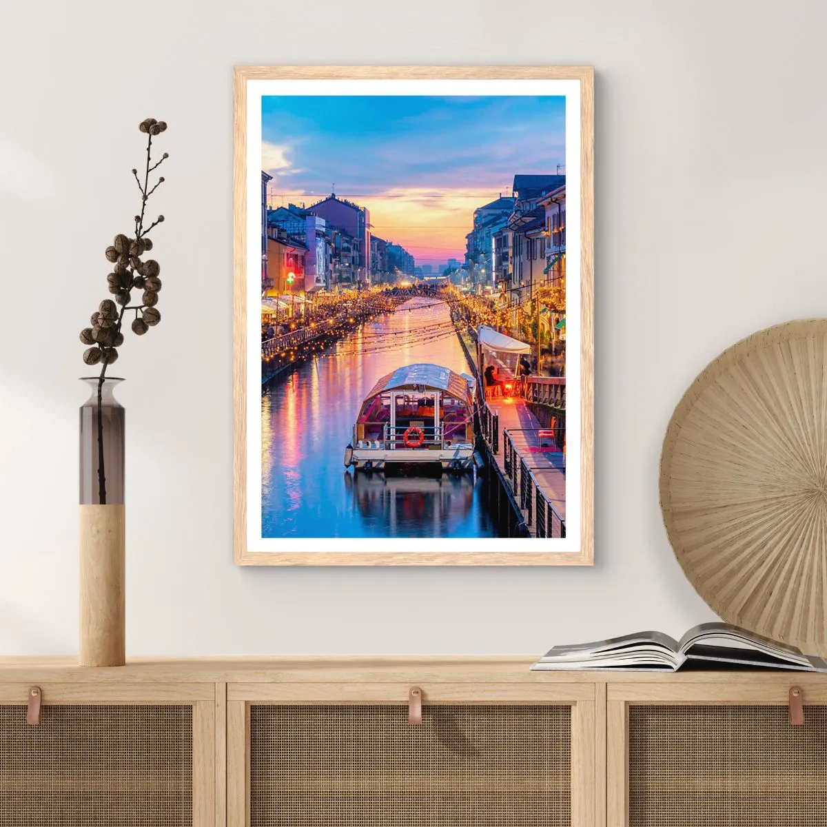 Poszter világos tölgy keretben - Fény és öröm estéje - 40x50 cm