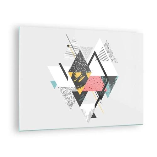 Üveg kép - Absztrakt geometrikus kompozíció háromszögekkel és rombuszokkal - 70x50cm - Variáció háromszögön és rombuszon - Modern fali dekoráció nappalihoz és hálószobához ARTTOR