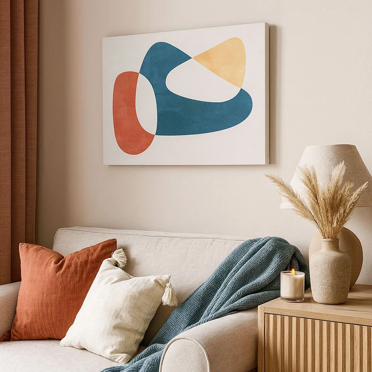 Vászonkép - Absztrakt formák harmonikus színekben - 70x50cm - Befolyások és metamorfózisok - Modern fali dekoráció nappalihoz és hálószobához ARTTOR