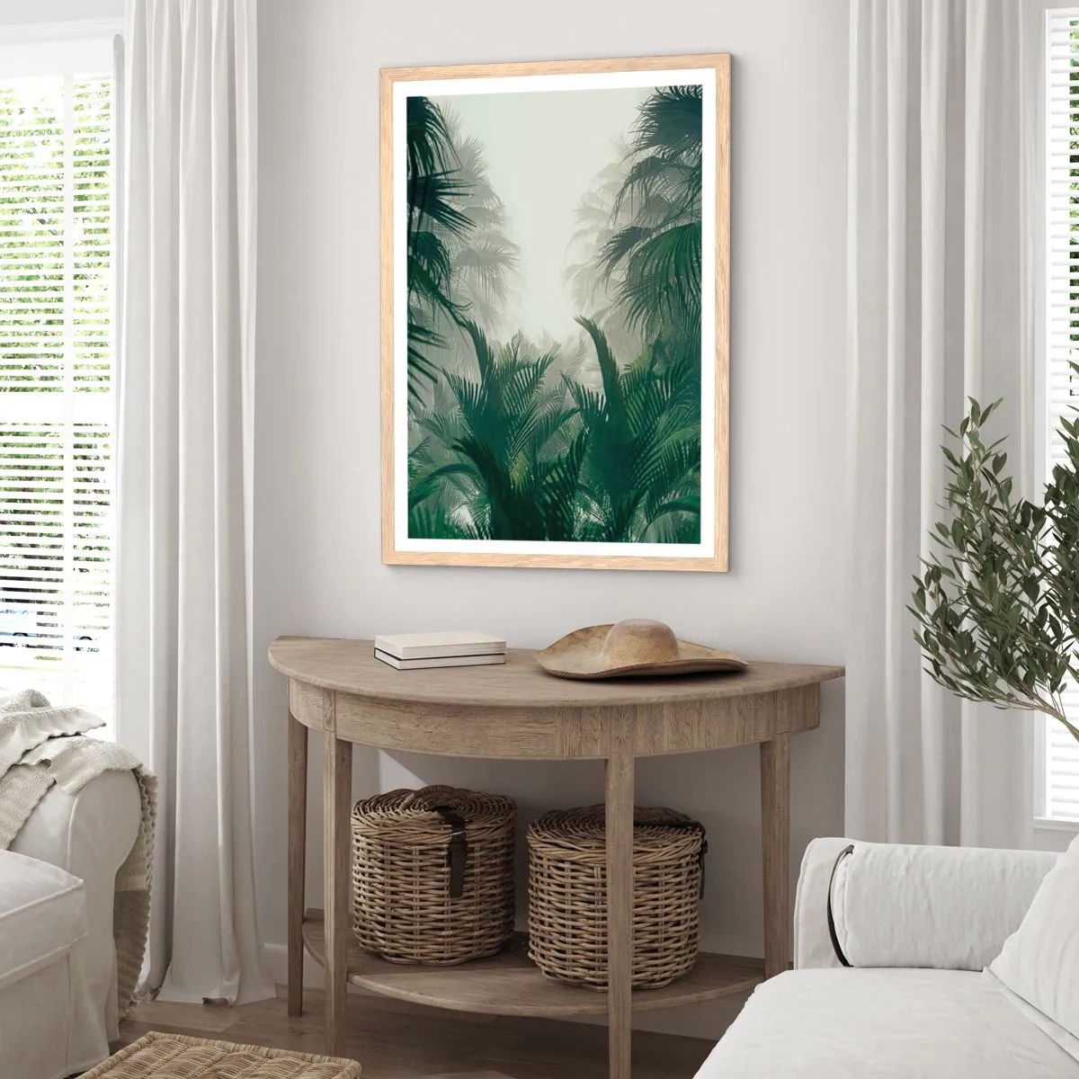 Poszter világos tölgy keretben - Trópusi titok - 50x70 cm