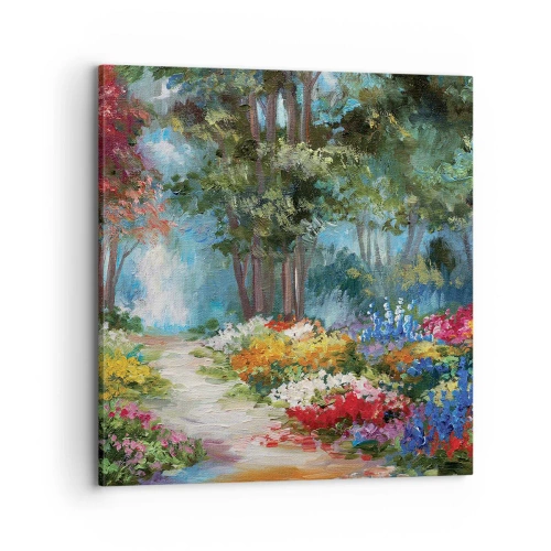 Vászonkép - Erdei kert, virágos erdő - 70x70 cm