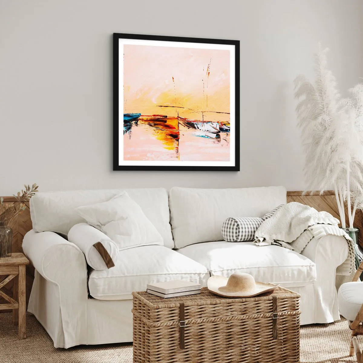 Poszter fehér keretben - Egy este a kikötőben - 60x60 cm