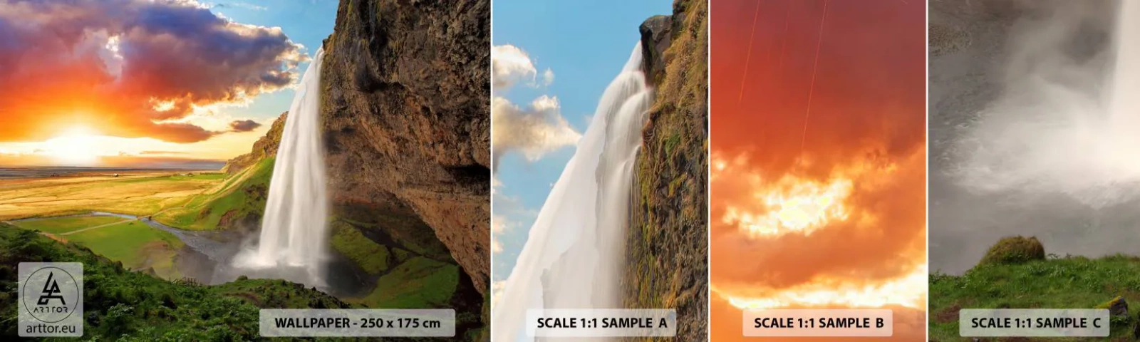 Fotótapéta Minta Standard Eco - Az izlandi nyár - Tájkép, Vízesés, Izland - 100x30 cm