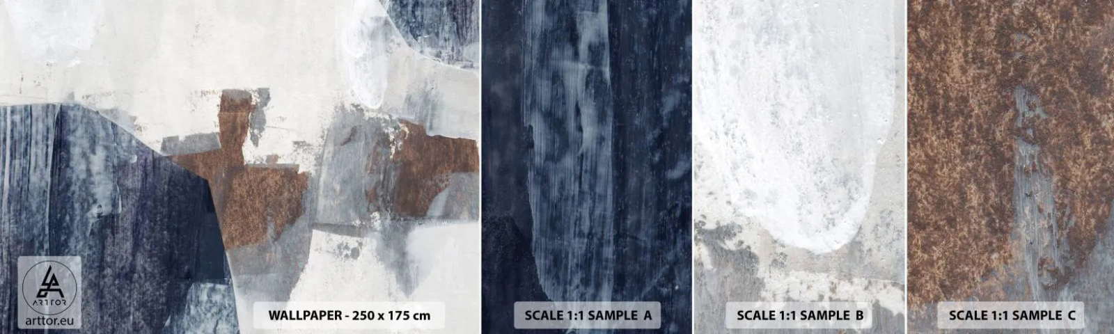 Fotótapéta Minta Standard Eco - Kékes barna formák - Darab, Absztrakció, Minimalizmus - 100x30 cm