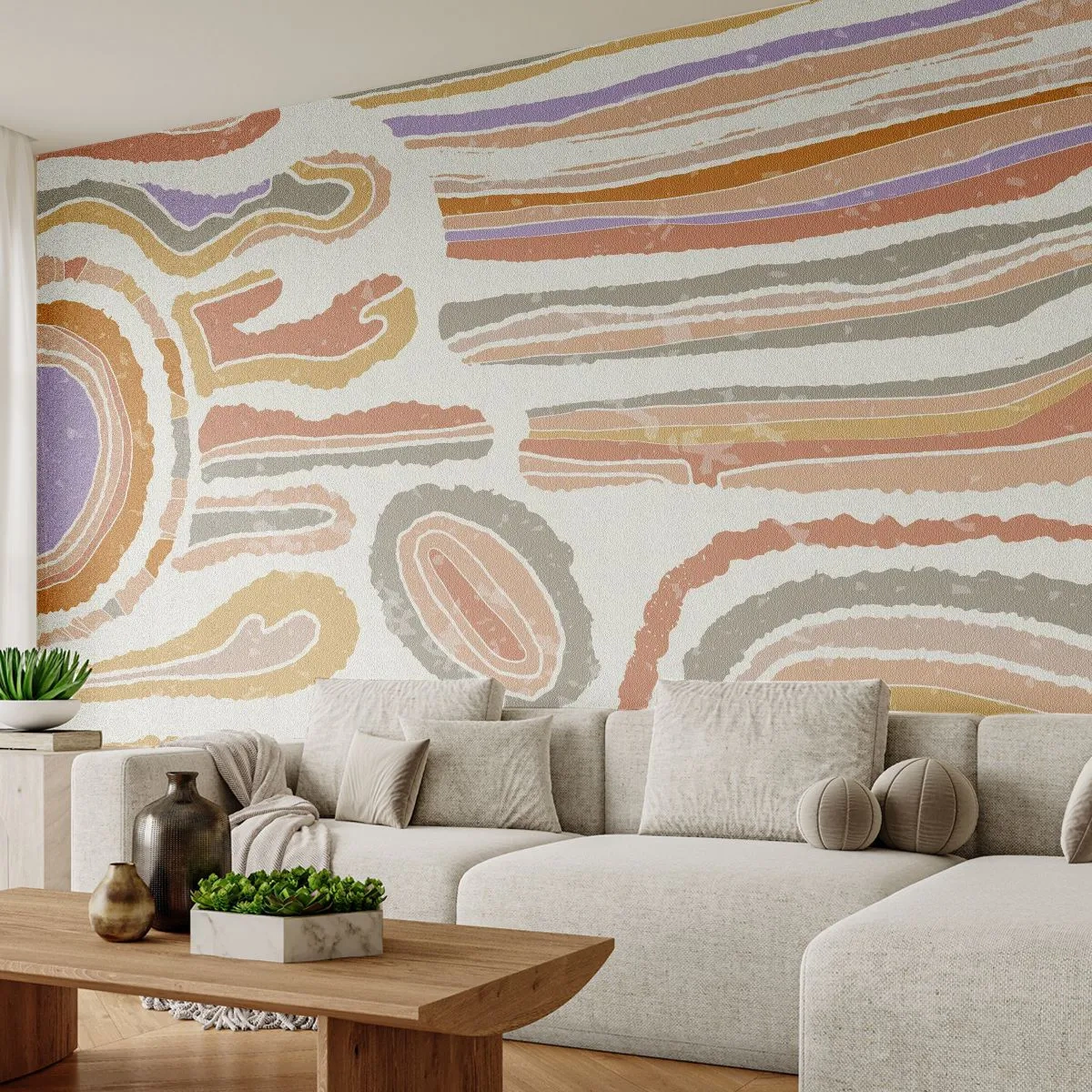 Fotótapéta Premium Canvas - Színes keresztmetszetek - Pasztell, Boho, Minimalista - 350x256 cm