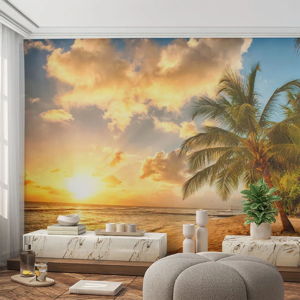 Fotótapéta Premium Sand - Örök nyár, mindig vakáció - Tájkép, Strand, Kókuszpálma - 100x70 cm