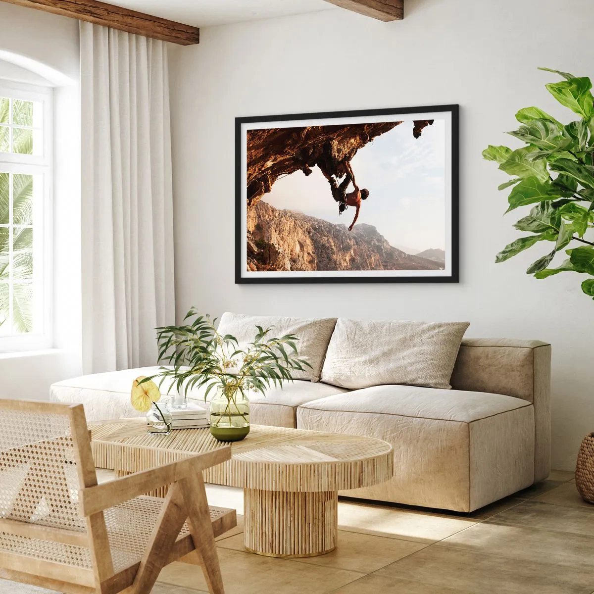 Poszter fehér keretben - A világ egy szikladarabon összezsugorodott egy kézben  - 91x61 cm