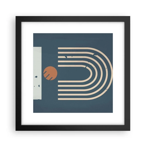 Poszter fehér keretben - Geometria sötétkék háttéren - 30x30 cm