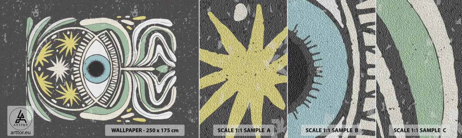 Fotótapéta Minta Premium Sand - Törzsi rituálék - Boho, Szem, Pasztell - 100x30 cm