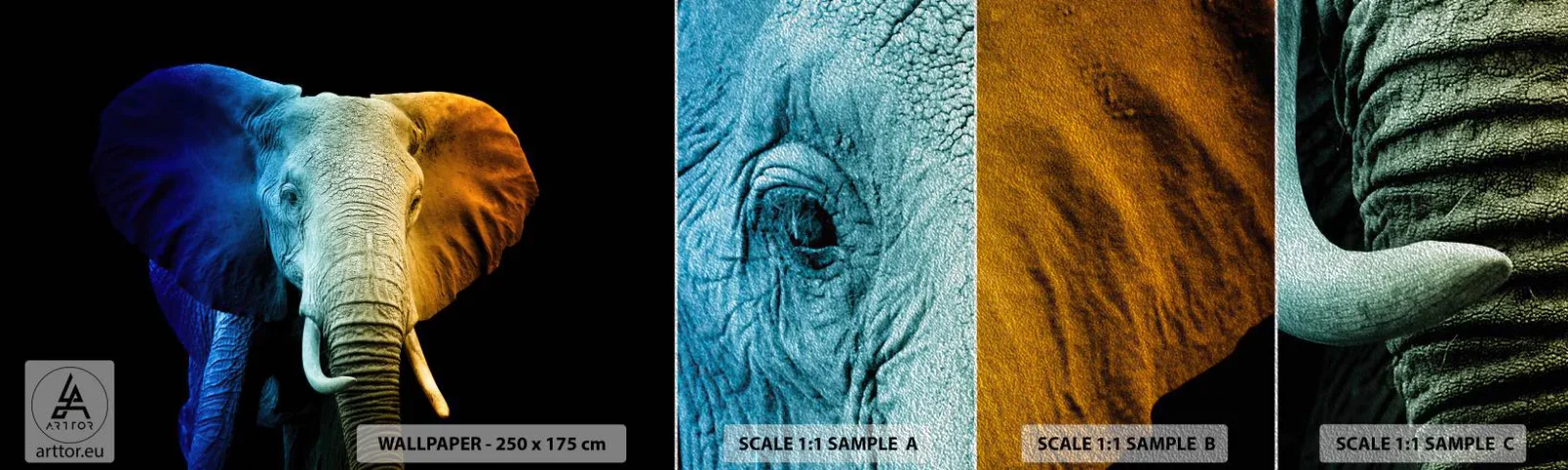 Fotótapéta Minta Premium Sand - Excentrikus, nem különc - Absztrakció, Elefánt, Állatok - 100x30 cm