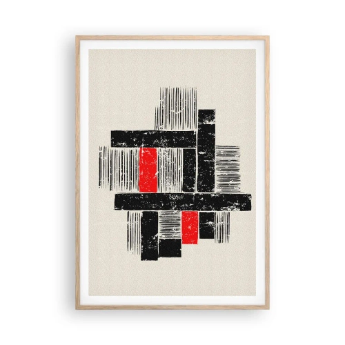 Poszter világos tölgy keretben - Vörös és fekete - 70x100 cm
