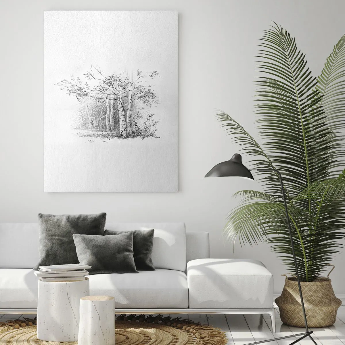 Üveg kép - A nyírerdő fénye - 50x70 cm