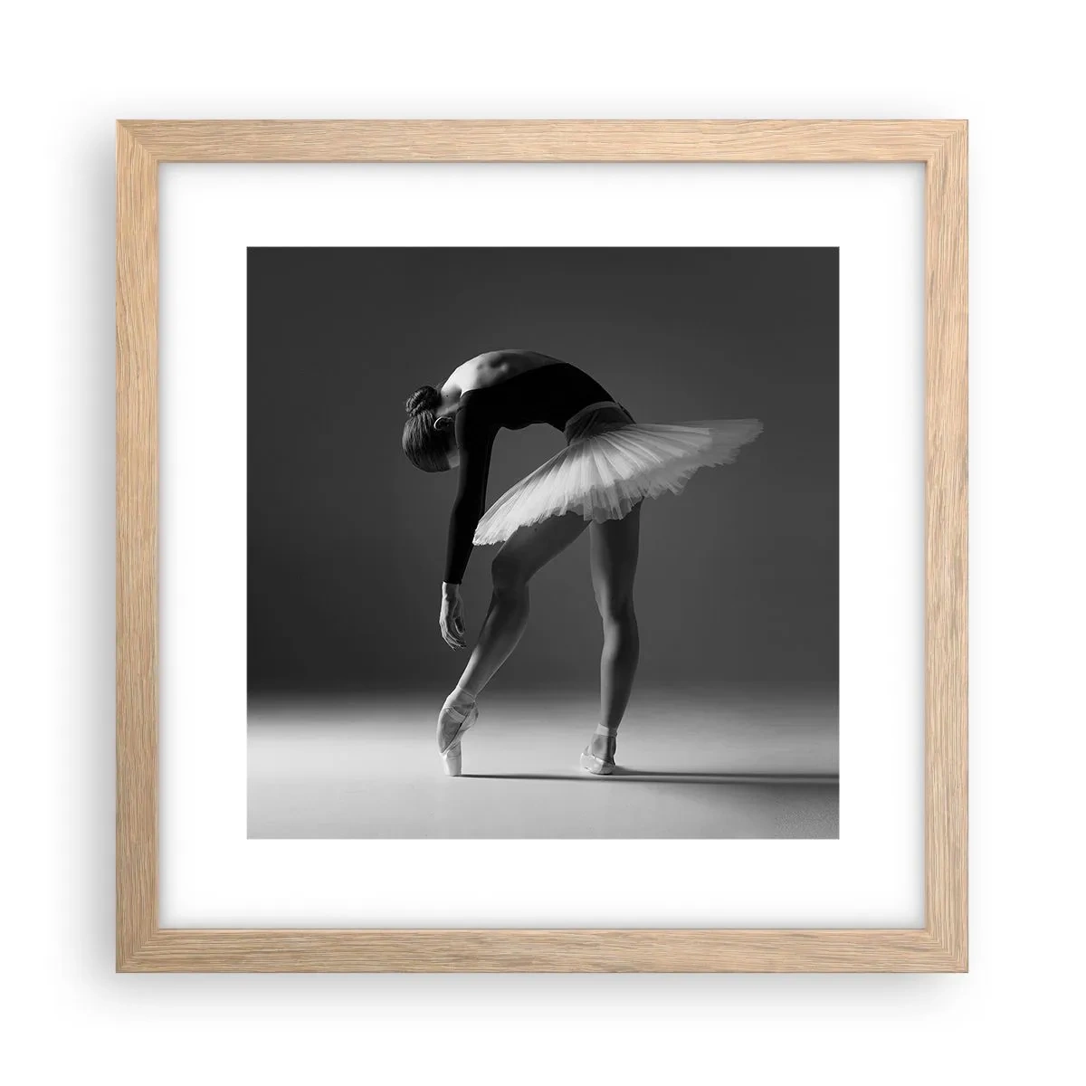 Poszter világos tölgy keretben - Bella balerina - 30x30 cm