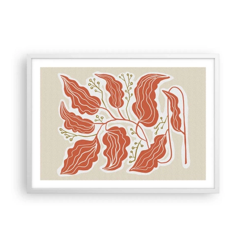 Poszter fekete keretben - Népi és korall - 70x50 cm
