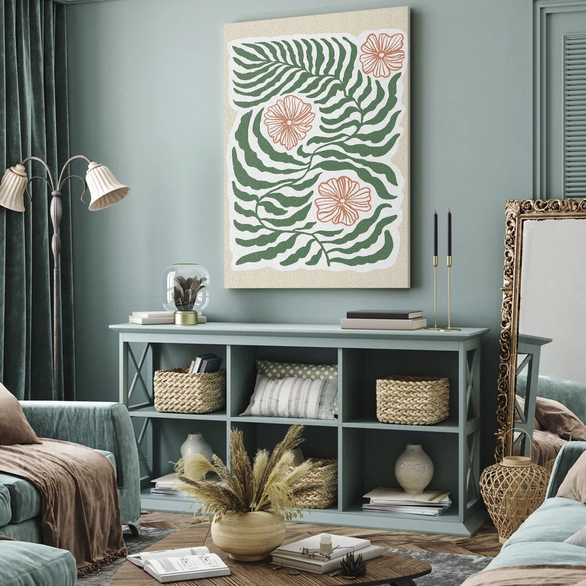 Vászonkép - Zöldben virágzó - 65x120 cm