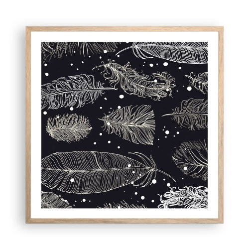 Poszter világos tölgy keretben - Tollas csipke - 60x60 cm