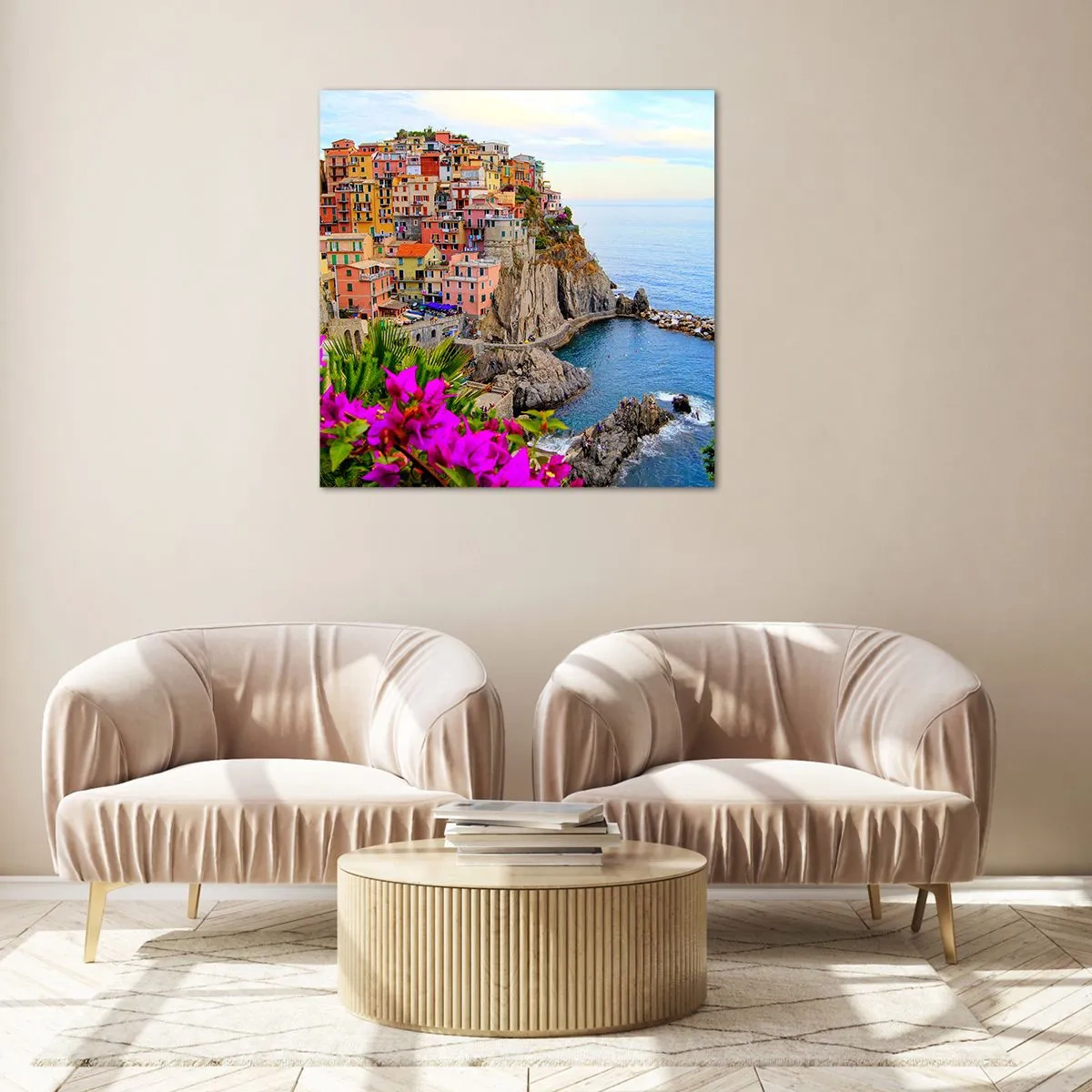 Üveg kép - Nevető város - 70x70 cm