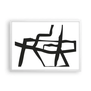 Poszter fekete keretben - Fekete-fehér konstrukció - 70x50 cm