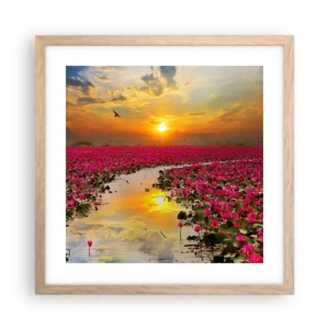 Poszter világos tölgy keretben - A tó titokzatos élete - 40x40 cm