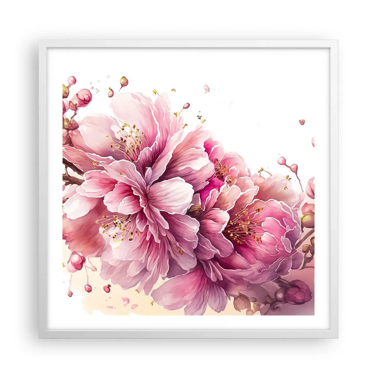 Poszter fekete keretben - Cseresznyevirág - 60x60 cm