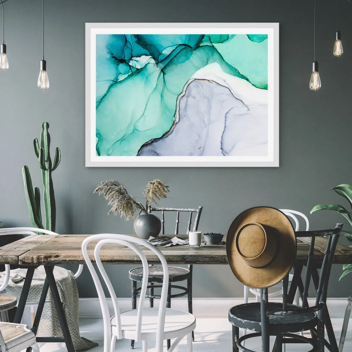 Poszter fekete keretben - Tanulmány türkizben - 100x70 cm