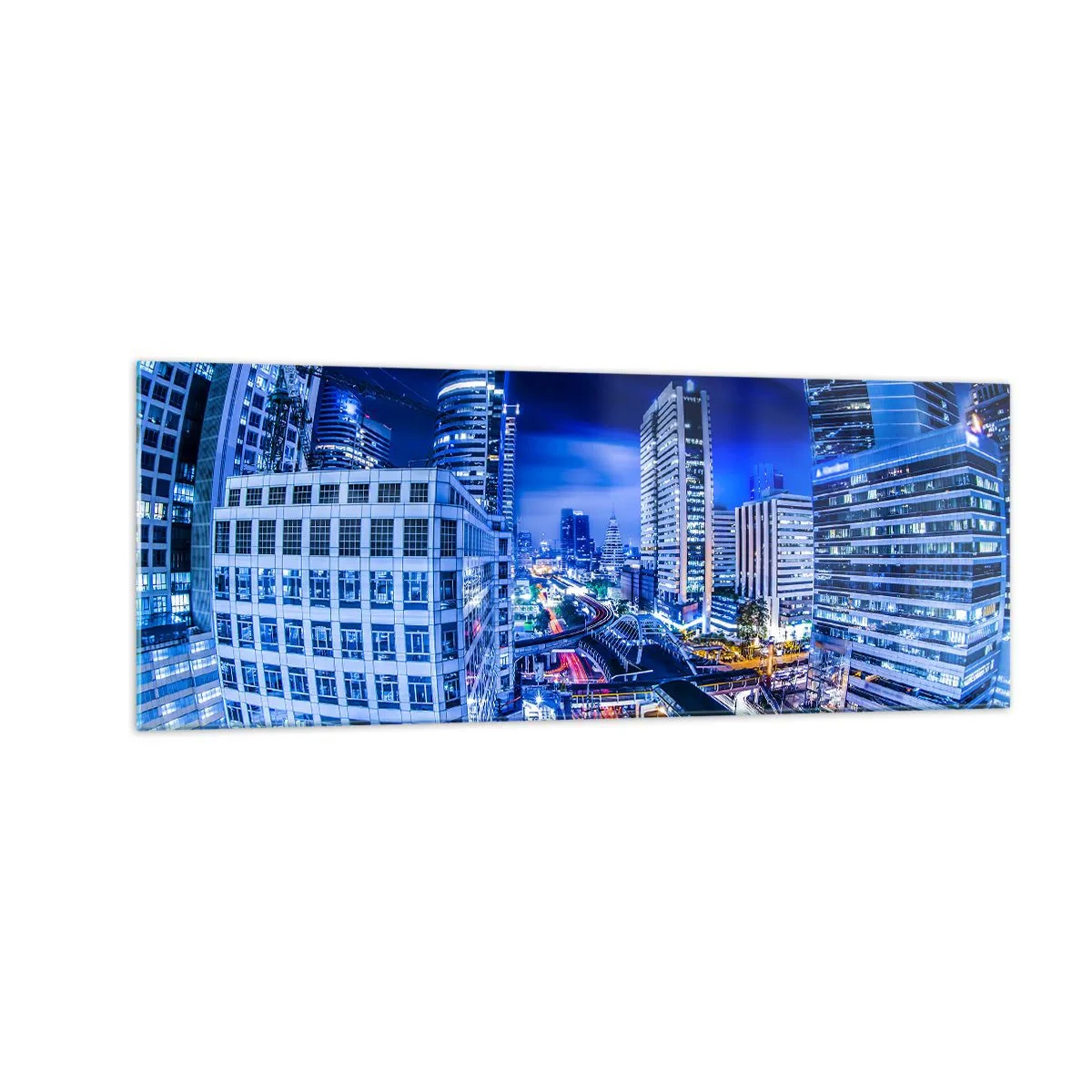 Üveg kép - Az éjszakai város ritmusai - 140x50 cm
