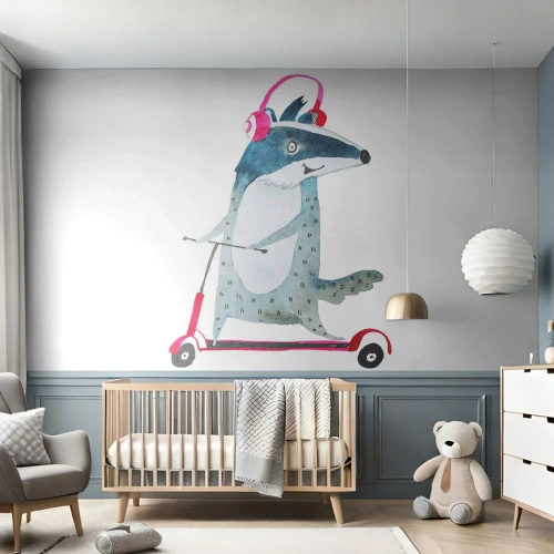 Öntapadós Fotótapéta Deluxe Sticker - Borzas örömök - Gyermekek, Robogó, Állat - 100x70 cm