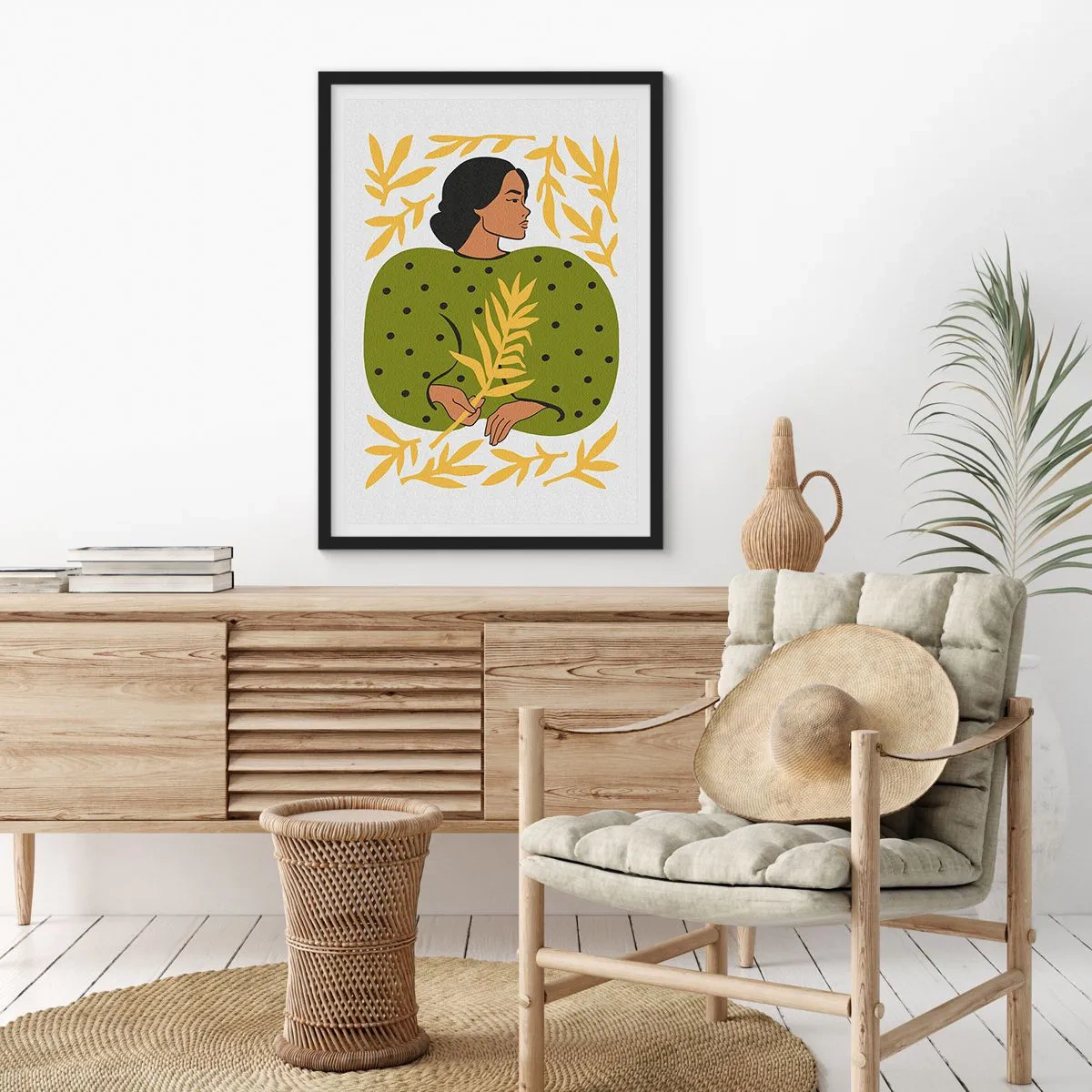 Poszter fehér keretben - Hawaii lány - 50x70 cm