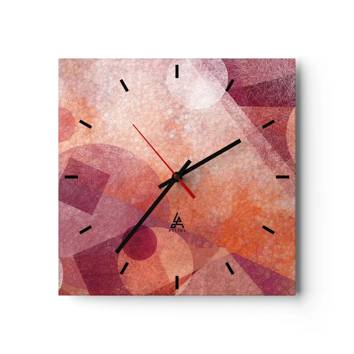 Falióra, Óra - Geometriai transzformációk rózsaszínben - 30x30 cm