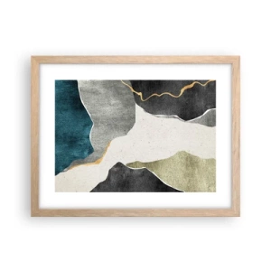 Poszter világos tölgy keretben - Mozaik kompozíció aranyszállal - 40x30 cm