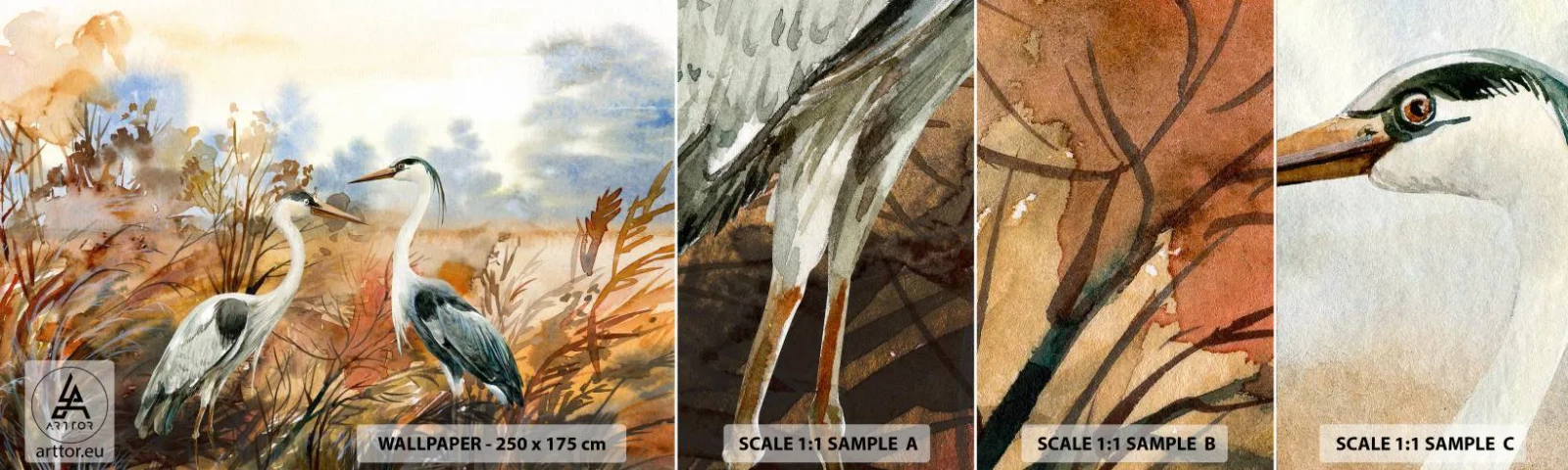 Fotótapéta Minta Standard Eco - Hová ősszel? - Daru, Madarak, Természet - 100x30 cm