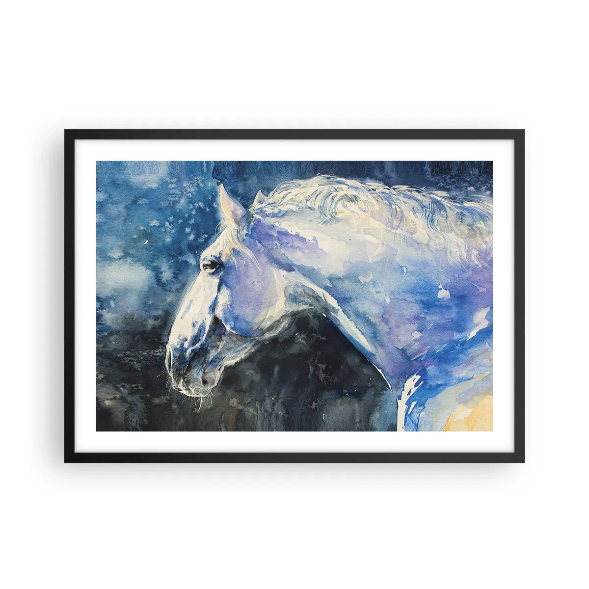 Poszter fehér keretben - Portré kék fényben - 70x50 cm