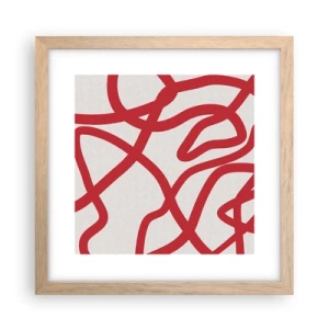 Poszter világos tölgy keretben - Piros a fehéren - 30x30 cm